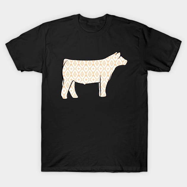 Rustic Yellow Aztec Show Steer Silhouette  - NOT FOR RESALE WITHOUT PERMISSION T-Shirt by l-oh